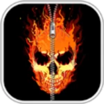 skull zipper screen lock android application logo